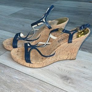 Michael Kors Cicely Wedge Sandals in Navy
